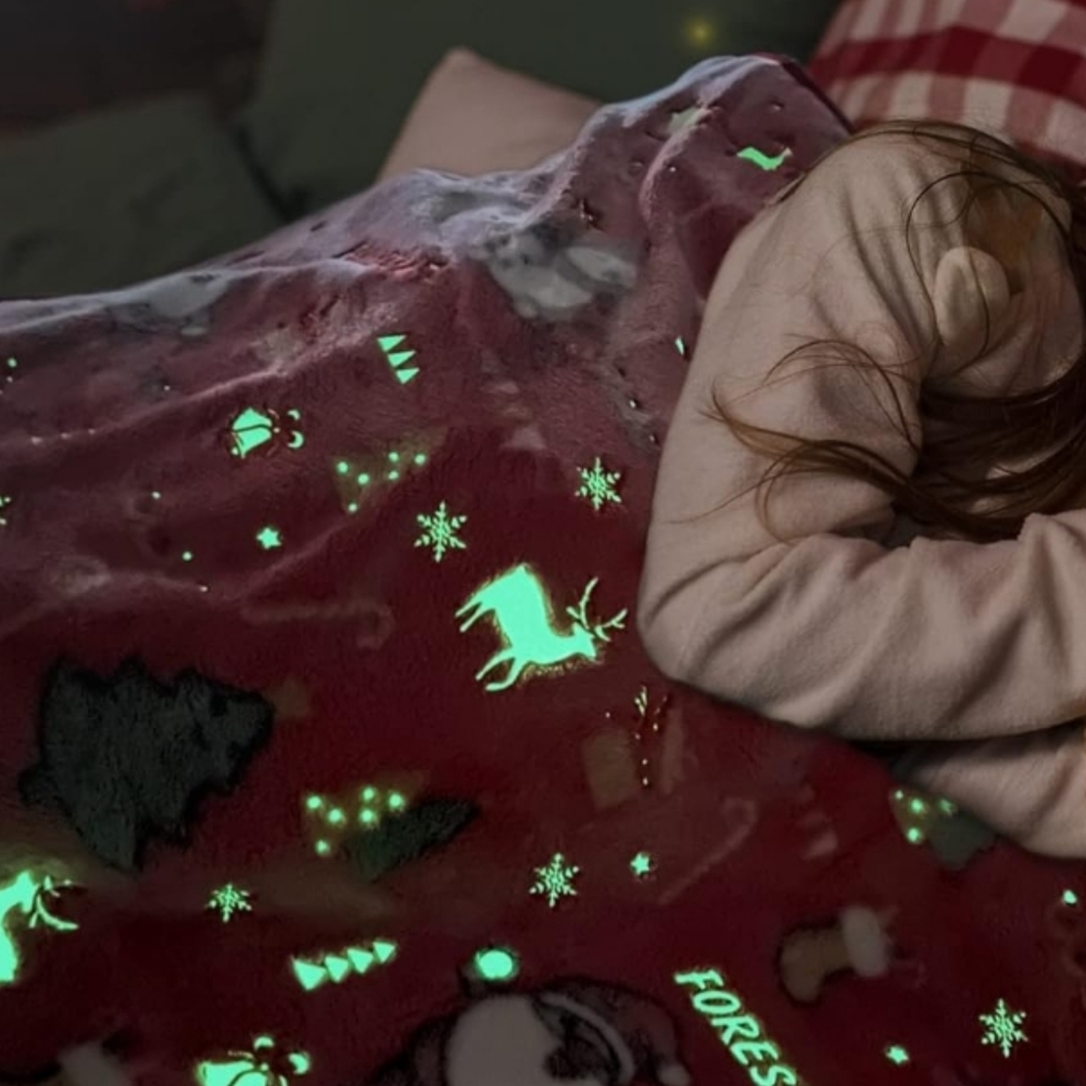 Forestar Glow in the Dark Wearable Kids Christmas Throw Blanket 50" x 60"